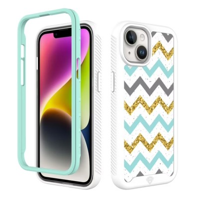 For iPhone 14 6.1" METKASE Premium√Ç¬†Exquisite Design Hybrid in Slide-Out Package - Zigzag