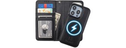 For iPhone 14 6.1" [Magnetic Circle] Wallet For ID and Credit Cards With Lanyard - Black