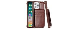 For iPhone 14 6.1" [Magnetic Circle] Wallet With Independent Detachable Card Holder - Brown