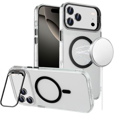For iPhone 14 6.1" Magnetic Ring Circle Camera Cap KickStand Hybrid UV Paint Matte Finish Case - Blue