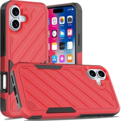 For iPhone 14 6.1" Magnetic Ring Circle Real Flower Epoxy Glitter Hybrid Case Cover - Red