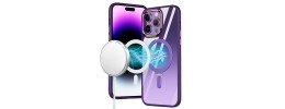 For iPhone 14 6.1" Premium Matching [Magnetic Circle] & Camera Edge Color Chrome Hybrid Design - Purple
