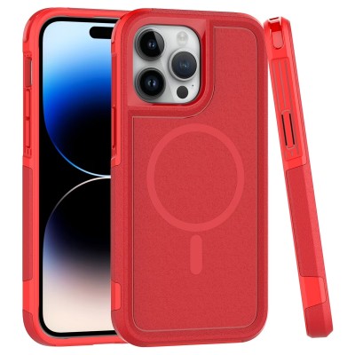 For iPhone 14 6.1" Rank [Magnetic Circle] Tough Strong Modern Fused Hybrid - Red