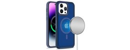 For iPhone 14 6.1" Rich [Magnetic Circle] Glossy Oil Shockproof Hybrid Premium Hybrid - Dark Blue