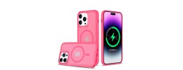 For iPhone 14 6.1" Rich [Magnetic Circle] Glossy Oil Shockproof Hybrid Premium Hybrid - Hot Pink