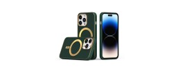For iPhone 14 6.1" Ultimate PU Leather [Magnetic Circle] Beautiful Hybrid - Midnight Green