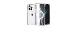 For iPhone 14 PLUS Acrylic [Magnetic Circle] Tough 2.5mm Transparent ShockProof Hybrid - White