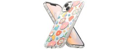 For iPhone 14 PLUS Bliss Floral Solid Design Hybrid Cover Case - Floral D