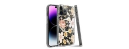 For iPhone 14 PLUS Bliss Floral Solid Design Hybrid Cover Case - Floral E