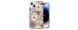 For iPhone 14 PLUS Bliss Floral Solid Design Hybrid Cover Case - Floral G