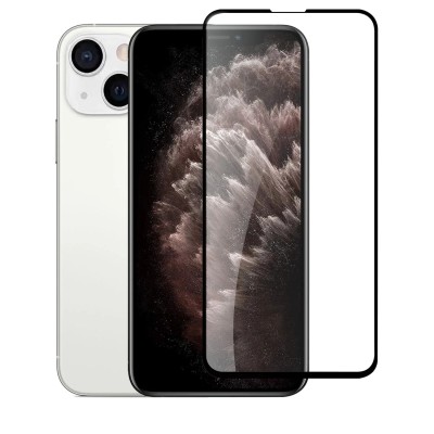 For iPhone 14 PLUS Bulk White Paper Card Package Black edged Tempered Glass (Black)