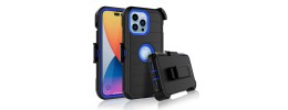 For iPhone 14 PLUS CARD Holster with Kickstand Clip Hybrid Case Cover - Black