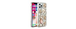 For iPhone 14 PLUS Full Diamond with Ornaments Case Cover - Smoke Exquisite Garden