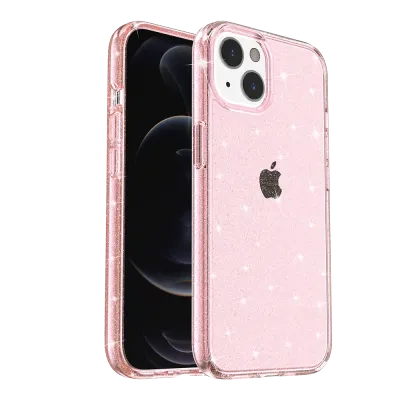 For iPhone 14 PLUS Glitter Ultra Thick 3mm Transparent Hybrid Case Cover - Pink