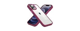 For iPhone 14 PLUS High Quality Transparent Colored Bumper Hybrid Case Cover - Burgundy