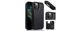 For iPhone 14 PLUS Luxury Side Magnetic Button Card ID Holder PU Leather Case Cover - Black