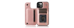For iPhone 14 PLUS Luxury Side Magnetic Button Card ID Holder PU Leather Case Cover - Foral E