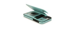 For iPhone 14 PLUS Luxury Side Magnetic Button Card ID Holder PU Leather Case Cover - Teal Mandala Flower
