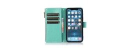 For iPhone 14 PLUS Luxury Wallet Card ID Zipper Money Holder Case Cover - Teal