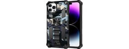 For iPhone 14 PLUS Machine Design Magnetic Kickstand Case Cover - Camo Blue