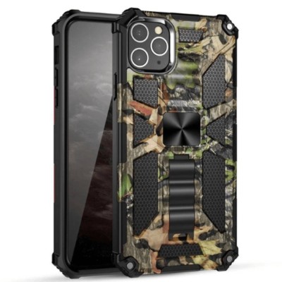 For iPhone 14 PLUS Machine Design Magnetic Kickstand Case Cover - Camo Jungle