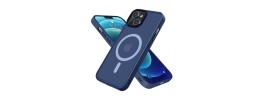 For iPhone 14 PLUS Machine Magnetic Kickstand Case Cover - Dark Blue