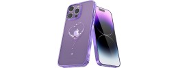 For iPhone 14 PLUS Passion Square Hearts Smiling Diamond Ring Stand Case Cover - Purple