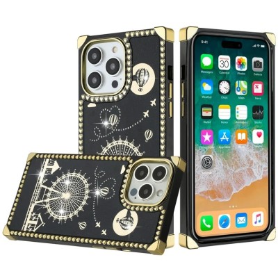 For iPhone 14 PLUS Passion Square Hearts WindMill Love Balloon Fun Case Cover - Black