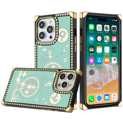 For iPhone 14 PLUS Passion Square Hearts WindMill Love Balloon Fun Case Cover - Teal