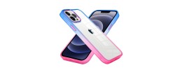For iPhone 14 PLUS Radiant Two Tone Transparent Thick Hybrid Case Cover - Blue/Hot Pink