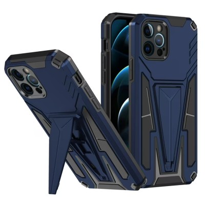 For iPhone 14 PLUS Ring Magnetic Kickstand Hybrid Case Cover - Blue