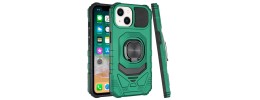 For iPhone 14 PLUS Robotic Hybrid with Magnetic Ring Stand Case Cover - Midnight Green