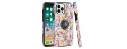 For iPhone 14 PLUS Sketch Design Hybrid Magnetic Ring Sand Case Cover - D