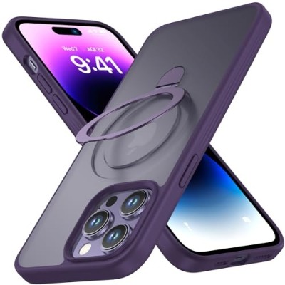 For iPhone 14 PLUS Superior 3in1 Magnetic Ring Stand Case Cover - Bright Purple