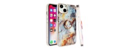 For iPhone 14 PLUS Superior RoseGold Chromed Edge IMD Ring Stand Design Case Cover - D
