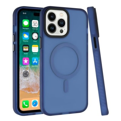 For iPhone 14 PLUS Tough Shockproof [Magnetic Circle] Hybrid Case - Blue