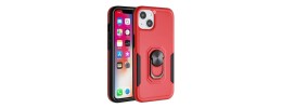 For iPhone 14 PLUS Tough Strong Dual Layer Flat Magnetic Ring Stand Case Cover - Red