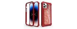 For iPhone 14 PLUS Twinkle Liquid Glitter 3in1 Hybrid Case Cover - Red