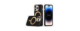 For iPhone 14 PLUS Ultimate PU Leather [Magnetic Circle] Beautiful Hybrid - Black