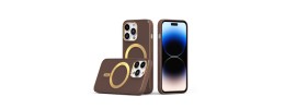 For iPhone 14 PLUS Ultimate PU Leather [Magnetic Circle] Beautiful Hybrid - Coffee