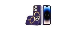 For iPhone 14 PLUS Ultimate PU Leather [Magnetic Circle] Beautiful Hybrid - Dark Purple