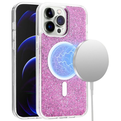 For iPhone 14 PLUS Ultimate PU Leather [Magnetic Circle] Beautiful Hybrid - Lavender