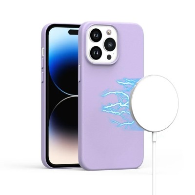 For iPhone 14 PLUS Ultimate PU Leather [Magnetic Circle] Beautiful Hybrid - Light Purple