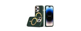 For iPhone 14 PLUS Ultimate PU Leather [Magnetic Circle] Beautiful Hybrid - Midnight Green