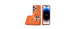 For iPhone 14 PLUS Ultimate PU Leather [Magnetic Circle] Beautiful Hybrid - Orange