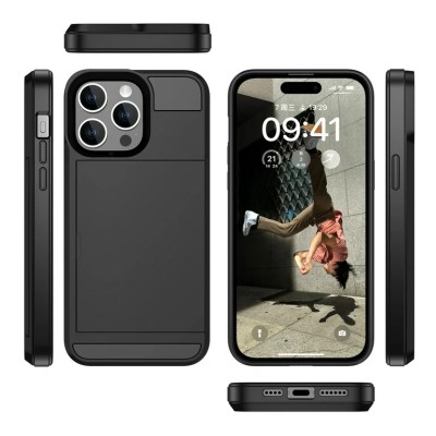 For iPhone 14 PLUS Wallet ID Card Holder Case Cover - Black