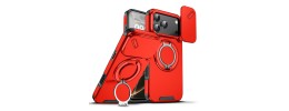 For iPhone 14 PLUS Well Protective Magentic Ring Stand Camera Protective Cover Case - Red
