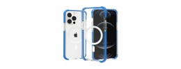 For iPhone 14 PRO 6.1" Acrylic [Magnetic Circle] Tough 2.5mm Transparent ShockProof Hybrid - Blue