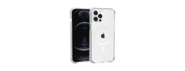 For iPhone 14 PRO 6.1" Acrylic [Magnetic Circle] Tough 2.5mm Transparent ShockProof Hybrid - White