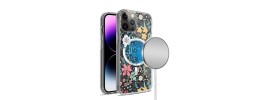 For iPhone 14 PRO 6.1" Beautiful Floral [Magnetic Circle] ShockProof Transparent Hybrid Design - B